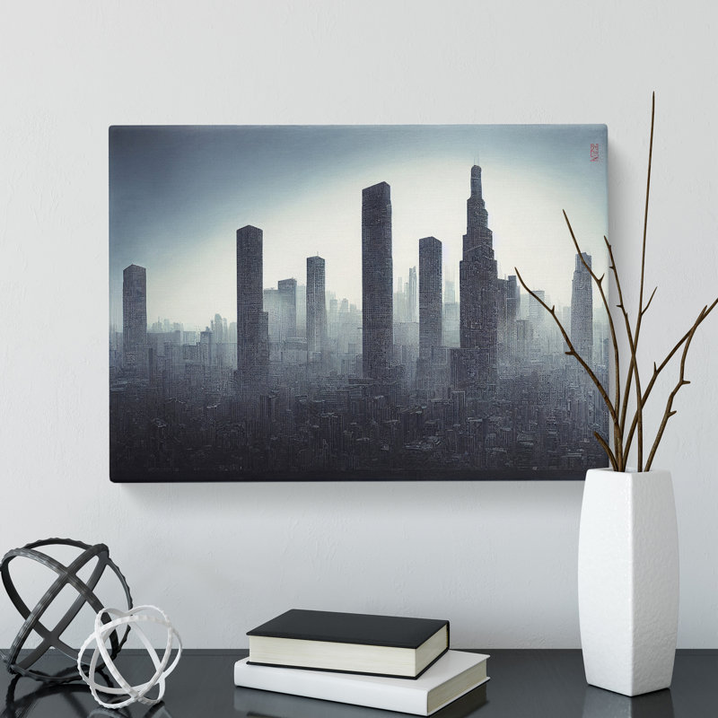 Fine Skyscraper Skyline - Wrapped Canvas Print, 35cm H x 50cm W x 3cm D