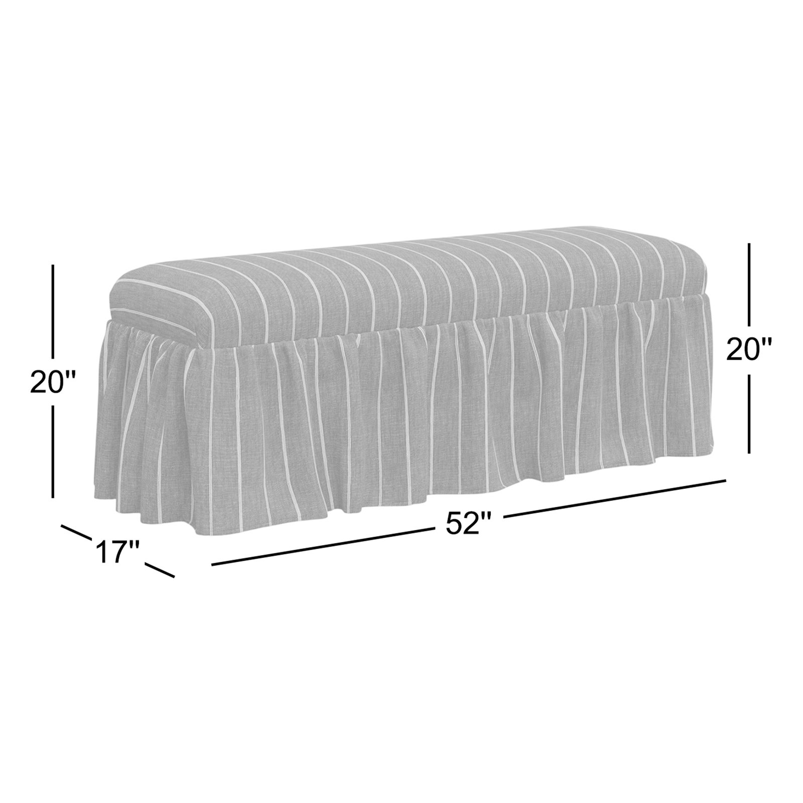 Maggie 52" Bench, Fritz Indigo Stripe