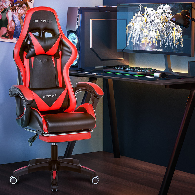 Fauteuil de jeu ergonomique à dossier haut et à haut dossier, Rouge