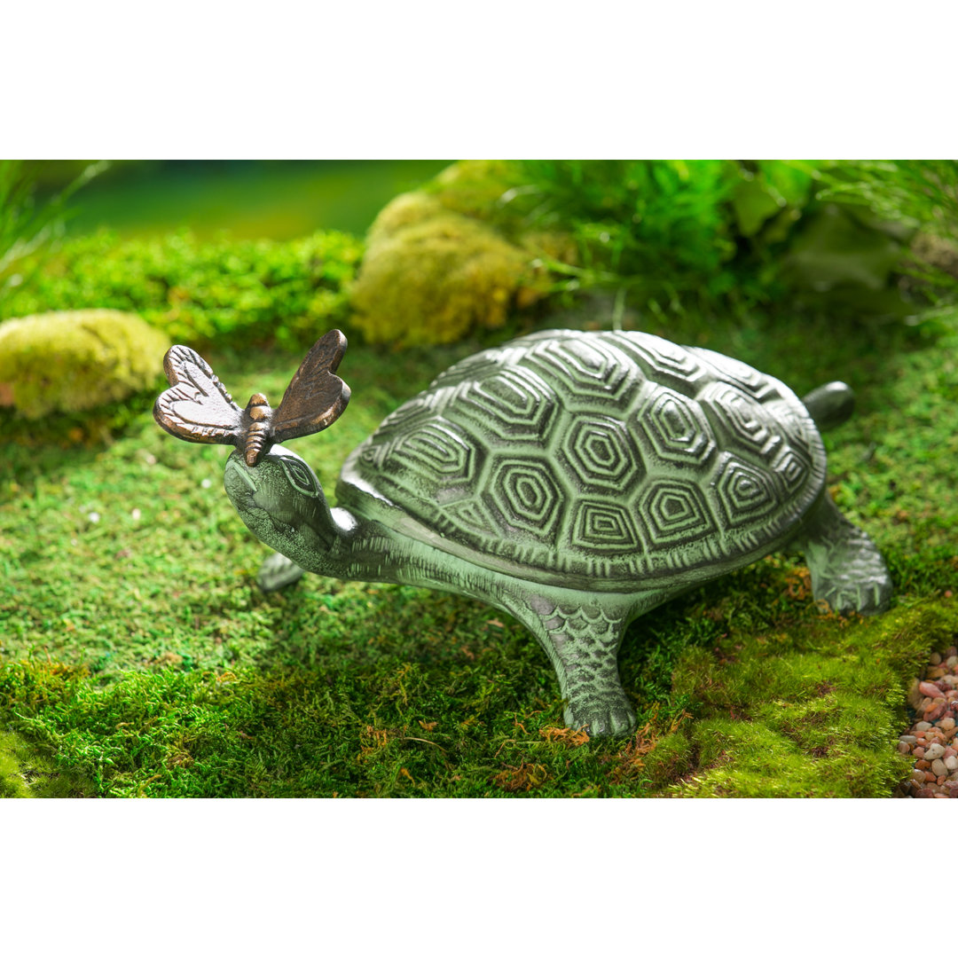 Efrain Metal Turtle with Butterfly Garden Statue Bayou Breeze