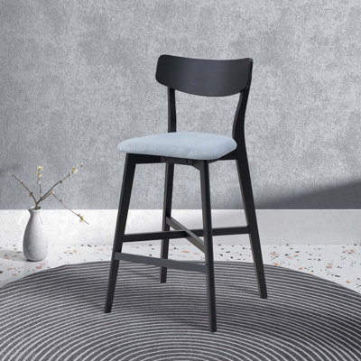 Wooden Bar Chairs Set of 2,Modern Soft Upholstered Kitchen Island Chairs,Counter Height Stool with Backrest