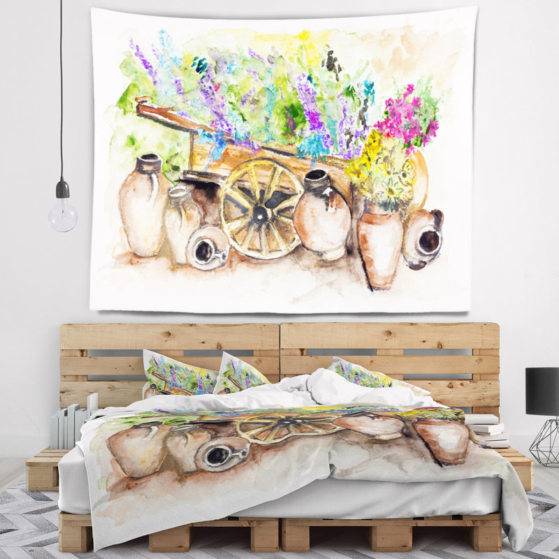 Tapisserie aux fleurs de lavande Floral, H 32 po x l 39 po