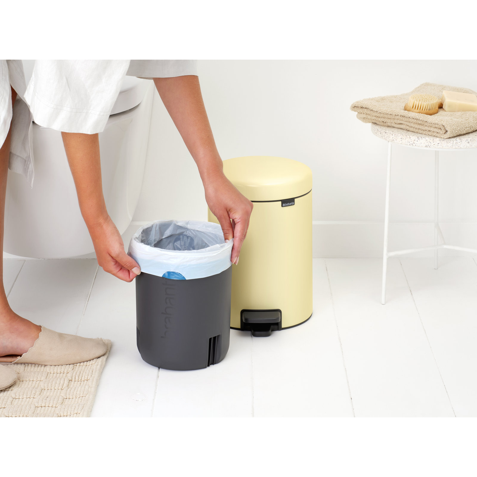 Brabantia NewIcon Step On Trash Can, 1.3 Gallon (5 Liter), Mellow Yellow