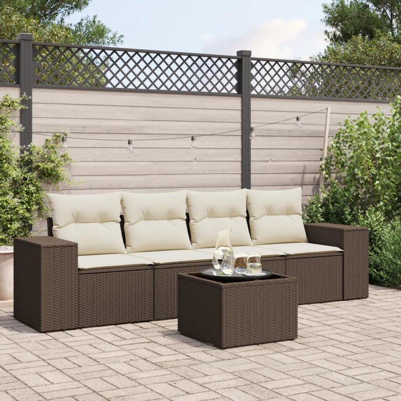 Grand canapé modulaire en rotin PE Vidaxl, Brun