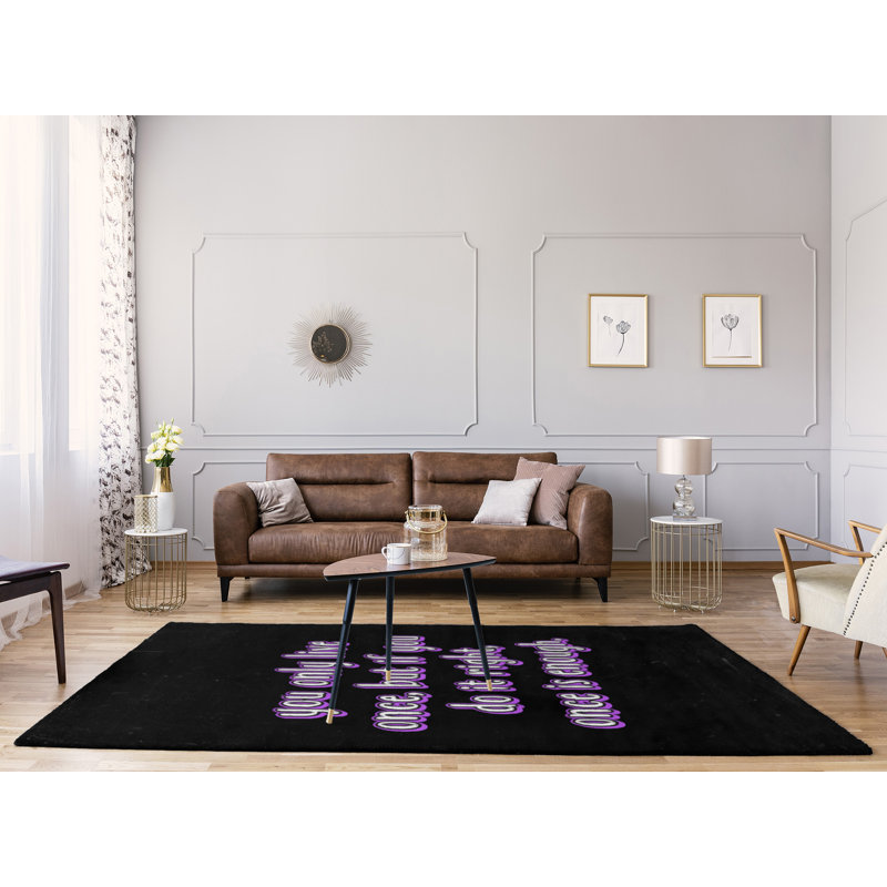 Tapis en chenille de polyester de style tableau noir Quotes You Only Live, Rectangle 8 pi x 10 pi
