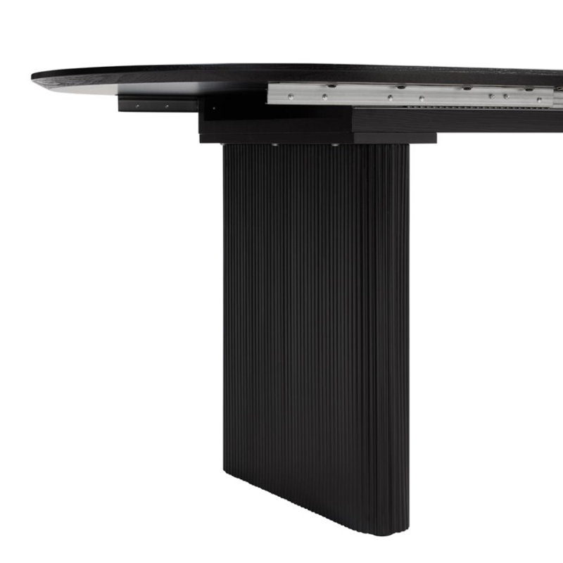Taino Extendable Pine Oval Dining Table, Black