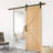 HomLux 8ft Heavy Duty Sturdy Sliding Barn Door Hardware Kit, Smoothly and Quietly, Easy to Install and Reusable - Fit 1 3/8-1 3/4" Thickness & 48" Wide Door Panel, Black(J Shape Hanger) Standard Single Track Barn Door Hardware Kit