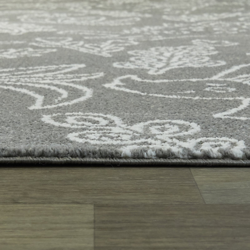 Tapis à imprimé animal Hartig, Rectangle 3 pi 11 po x 5 pi 7 po, Gris