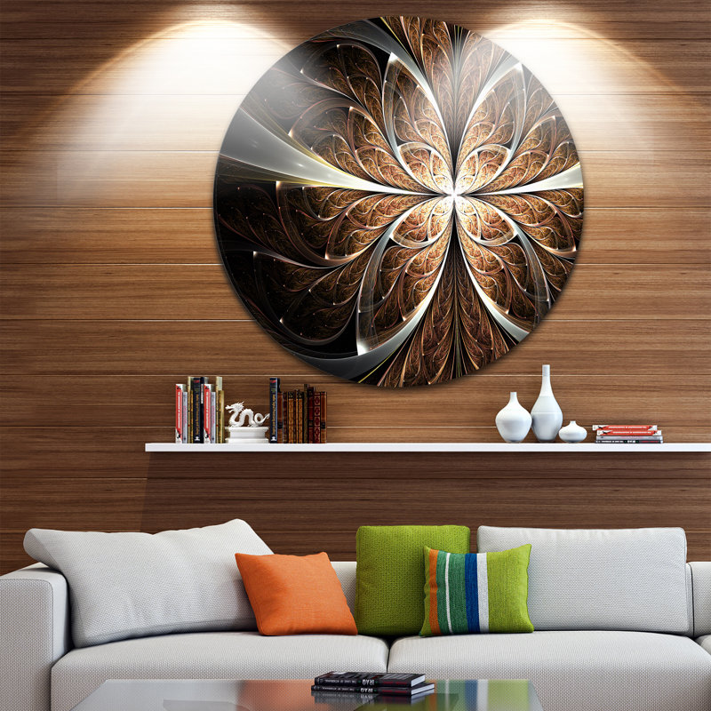 « fractal fleur brown black digital art », impression sur métal, H 36 po x l 36 po x P 1 po