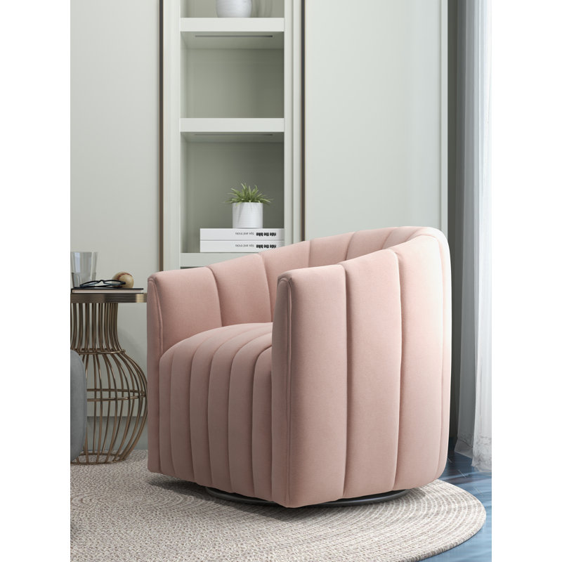 Fauteuil demi-tonneau pivotant Annelotte, Rose