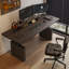 Bureau électrique noir / brun à hauteur réglable Italian Luxury | Table d'étude de bureau à domicile | Poste de travail de salon-397622128-397622134
