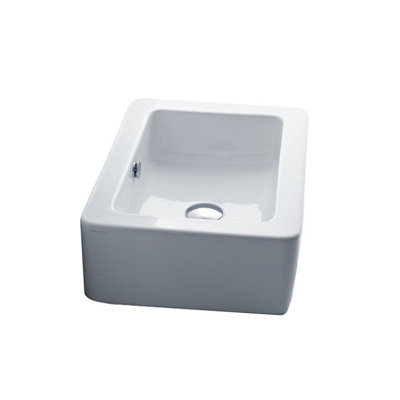 WS Bath Collections Ego 15'' White Ceramic Rectangular Bathroom Sink with Overflow