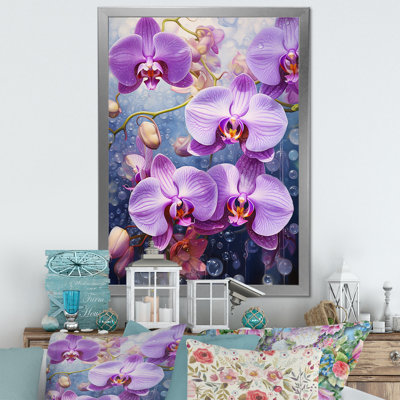 Collage d'orchidées mauves mauves sur toile