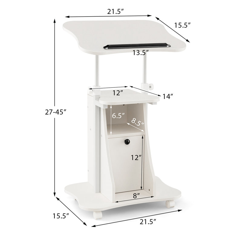 Chariot pour ordinateur portable de bureau 2 pièces Costway