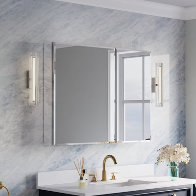 Armoire à pharmacie biseautée à miroir pour salle de bain avec tablettes réglables en verre l 40 po x H 30 po