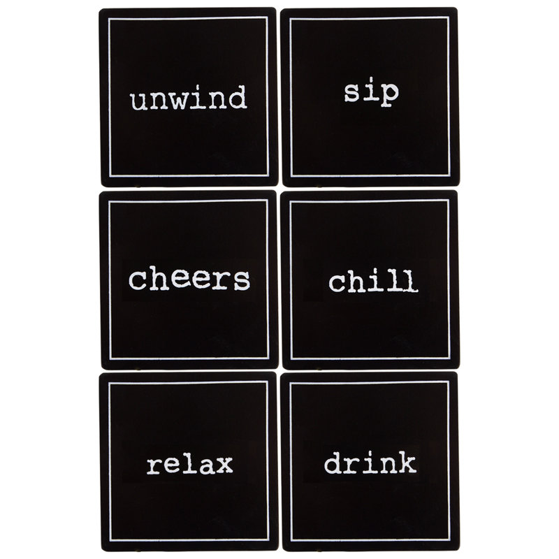Antonios Wood Square 6 Piece Coaster Set, Black