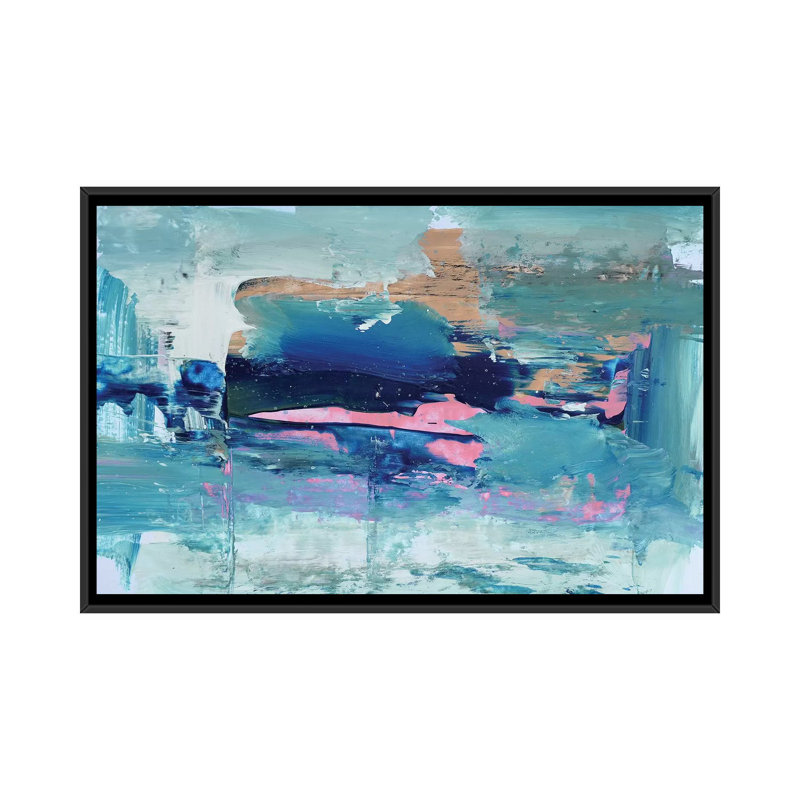 « large ocean », reproduction sur toile, H 18 po x l 26 po x P 1,5 po, Black Framed Canvas, Pas de tapis