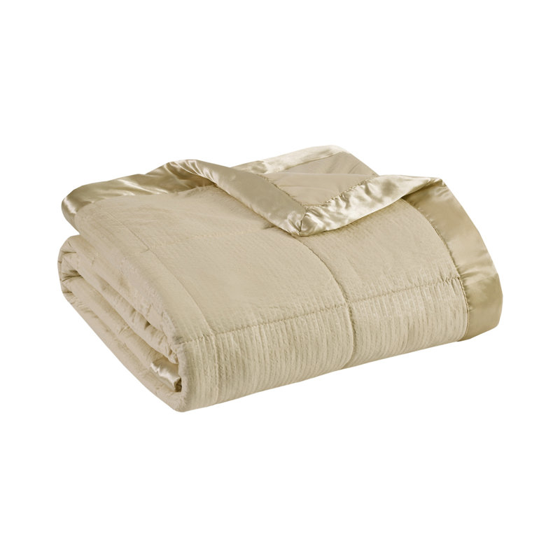 Taupe Twin Oversized Down Alternative Blanket with Satin Trim