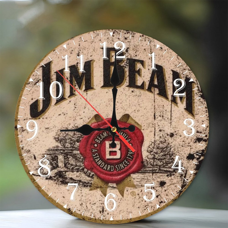 Horloge murale en bois 10 po, mouvement silencieux, à piles (piles AA non incluses), décor artistique, parfait pour les décorations