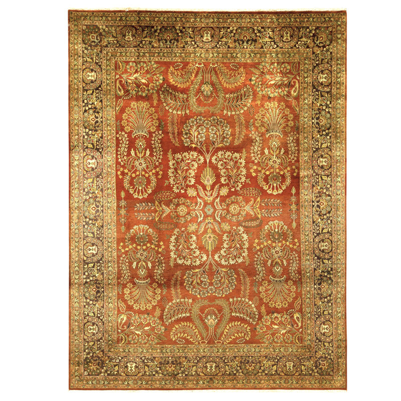 Tapis rectangulaire en laine noué à la main