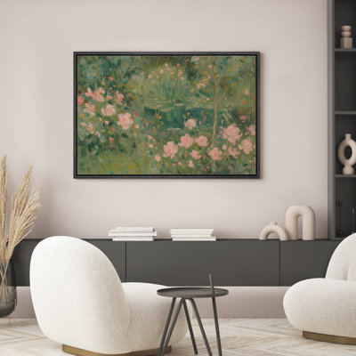 Reproduction d'art sur toile encadrée - paysage abstrait rétro floral botanique, salon, décor de ferme moderne