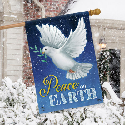 Peace on Earth Dove Christmas House Flag