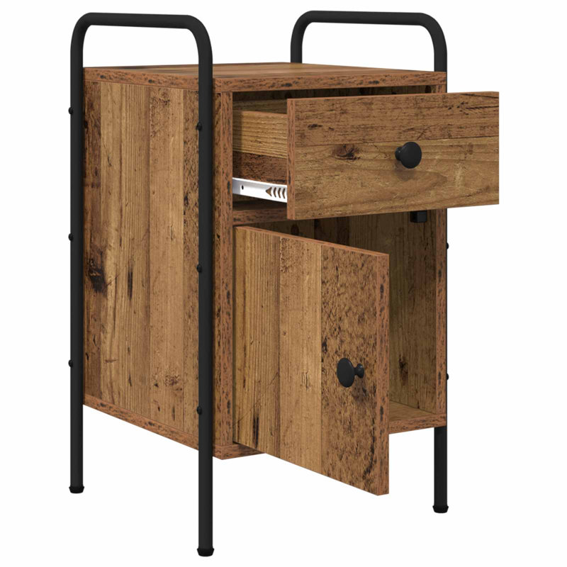 35 cm W Bedside Table, Old Wood