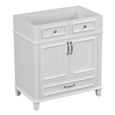 Meuble-lavabo de salle de bain 30 po sans comptoir, armoire de rangement en bois massif avec portes à fermeture douce, armoire de rangement en cadre seulement, style rétro,