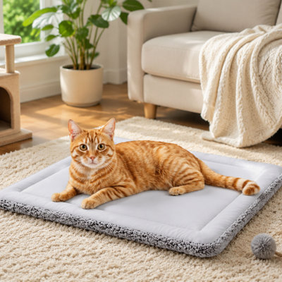 Tapis de lit réversible pour chat, coussin chauffant pour animaux auto-chauffant et rafraîchissant pour chats et petits chiens, cage d'intérieur et coussin de mobilier
