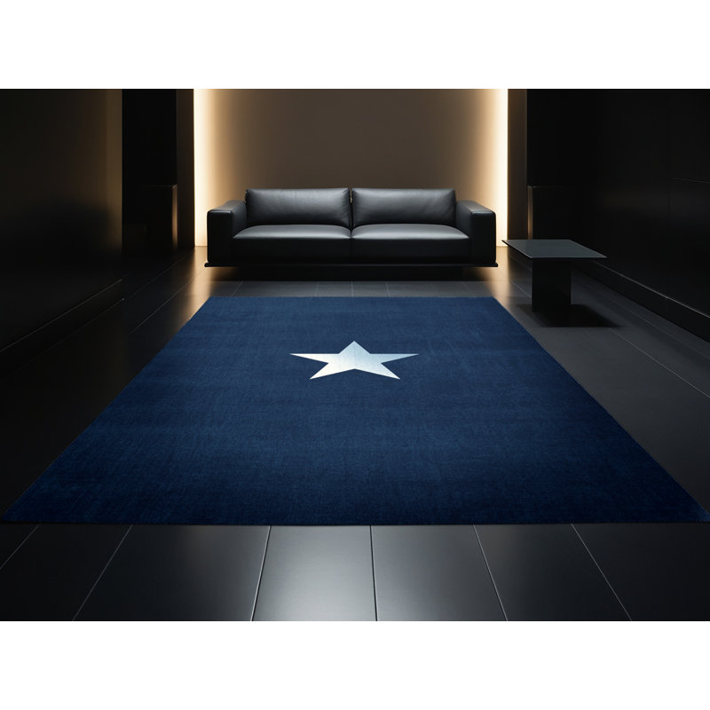 Soft Plush Farner July 4Th Modern & Contemporary Abstract Area Rug in Blue – Navy Binding, 8x12
