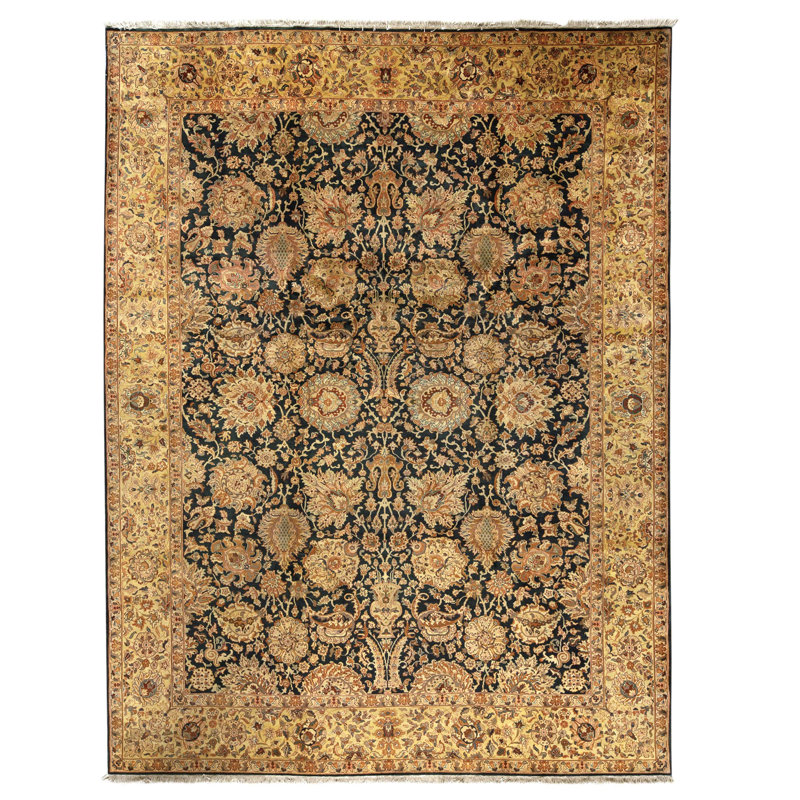 Tapis rectangulaire en laine noué à la main