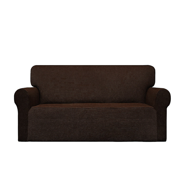 Ensemble de housse pour canapé et causeuse 2 pièces, Mélange de polyester chocolat