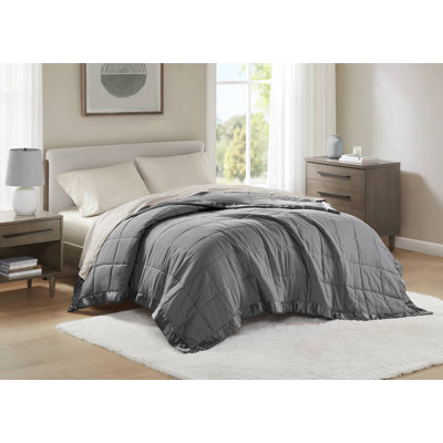 Lightweight Down Alternative Blanket with Satin Trim