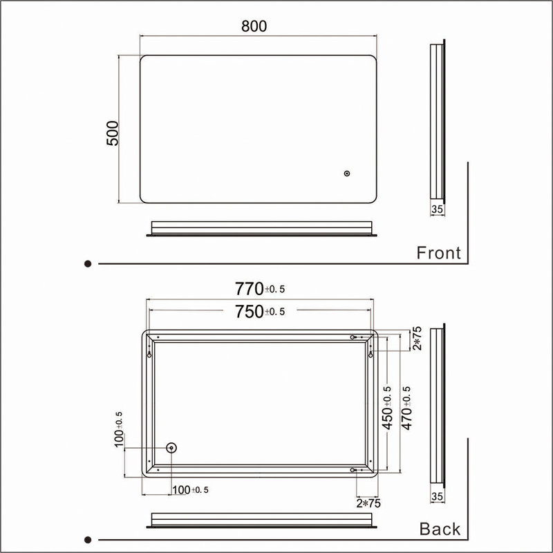 Ariton Flat Mirror, 80cm H x 50cm W