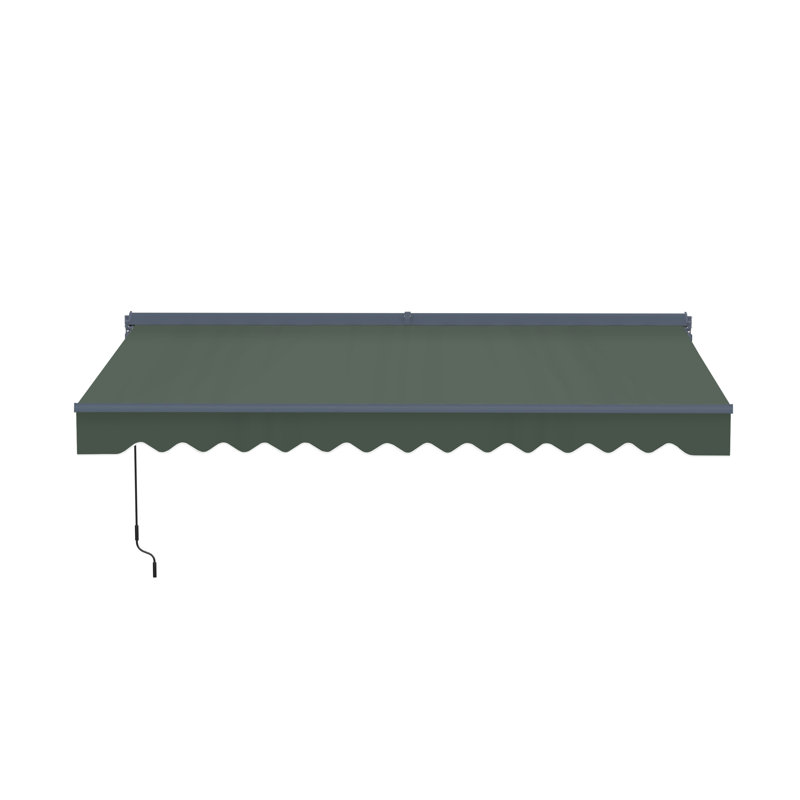 Semi-Cassette Motorized Patio Awning with LED Lights - Moroccan Collection , Forest Green, 13' W x 10' D