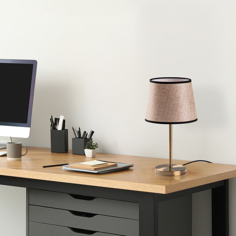 Antique Metal Table Lamp, 21 x 21 x 15.4 Inches | Fabric Cap Ø6.7-8.3 x 6.7 Inches, Base Ø5.1 x 0.8 Inches | 6.6 ft Cable with On/Off Switch, E27 Socket (Max 40W) | Elegant Lighting for Home & Office Decor