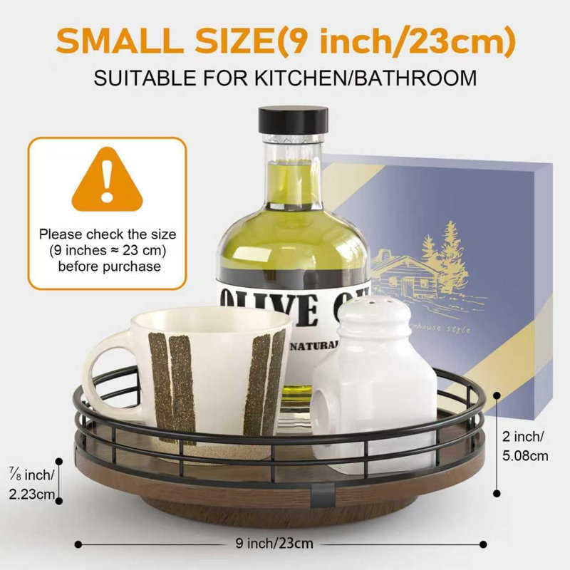 Walnut Oak 9" Lazy Susan Turntable Organizer