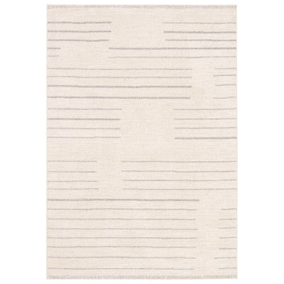 Vibe By Orren Ellis Lumall Performance Striped Cream/Light Gray Area Rug (18" Swatch)
