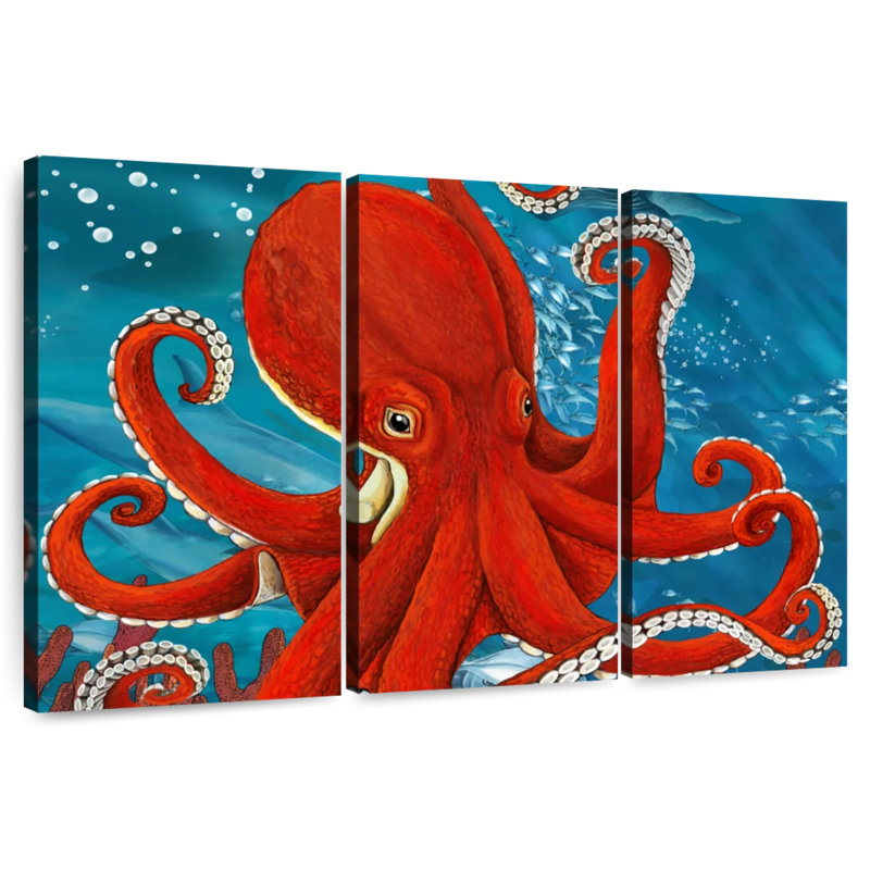 Brampt Vibrant Red Octopus, 42" H x 65" W