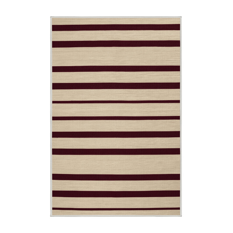 Tapis beige à rayures horizontales lavable à la machine, Tapis de couloir 2 pi x 5 pi