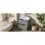 Meuble-lavabo 30 po avec lavabo en céramique et tiroirs pleine extension, meuble-lavabo autoportant avec glissières de tiroir à fermeture douce, conception cannelée, gris-1127995174