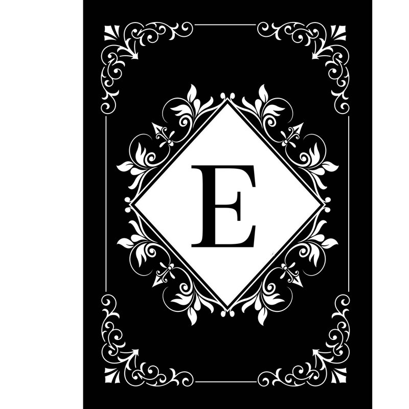 Black And White Monogram E Garden Flag