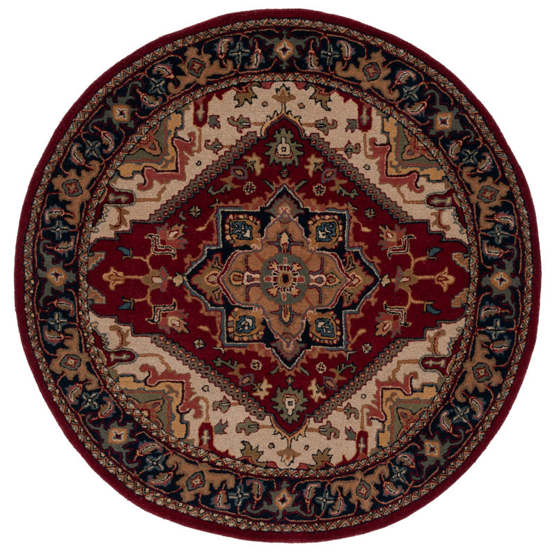 Balthrop Hand Tufted Wool Oriental Rug, Round 3'6"