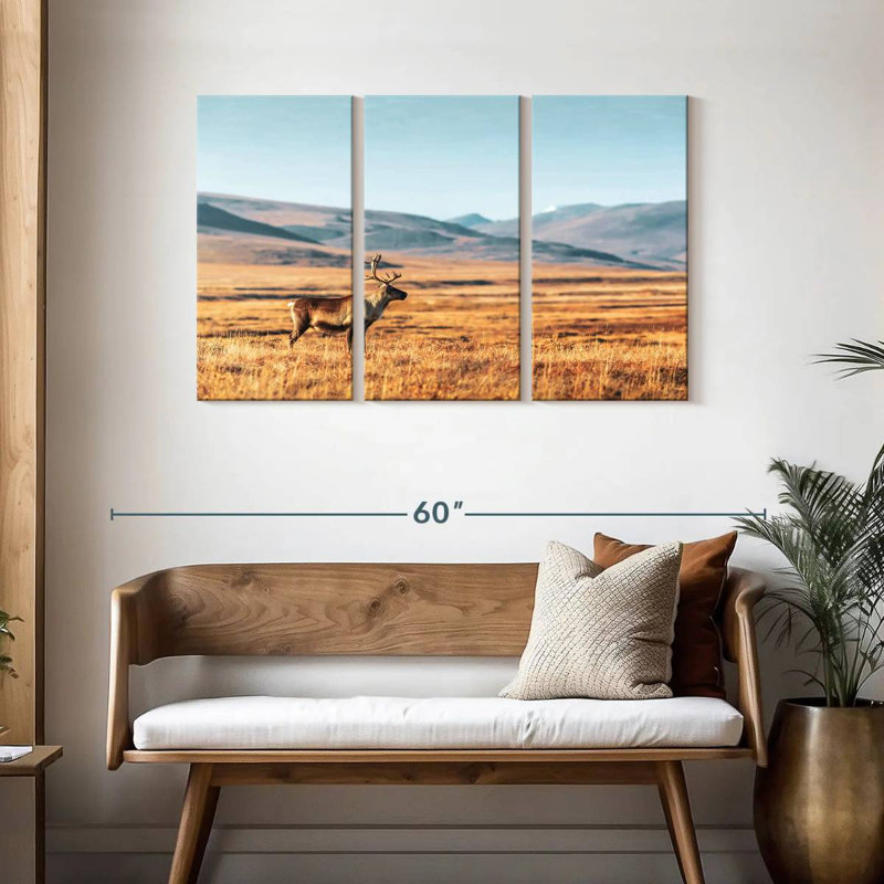 Brampt Lonely Reindeer In Tundra, 28" H x 45" W