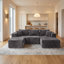 Canapé modulaire en U modulaire en forme de U, canapé en flanelle rembourré avec repose-pieds et ressorts ensachés, canapé modulaire à compression avec 5 coussins sans assemblage, gris-1278012955-1279657144