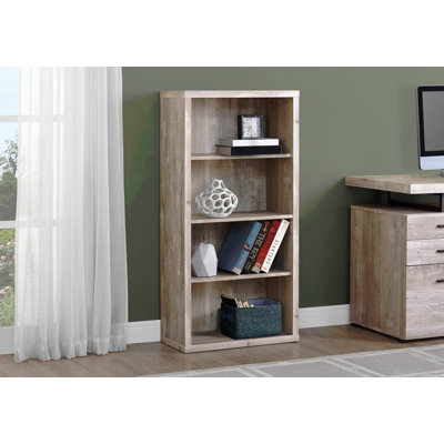 Bibliothèque, bibliothèque, étagère, 5 niveaux, h 48 po, bureau, chambre à coucher, stratifié beige, contemporain, moderne