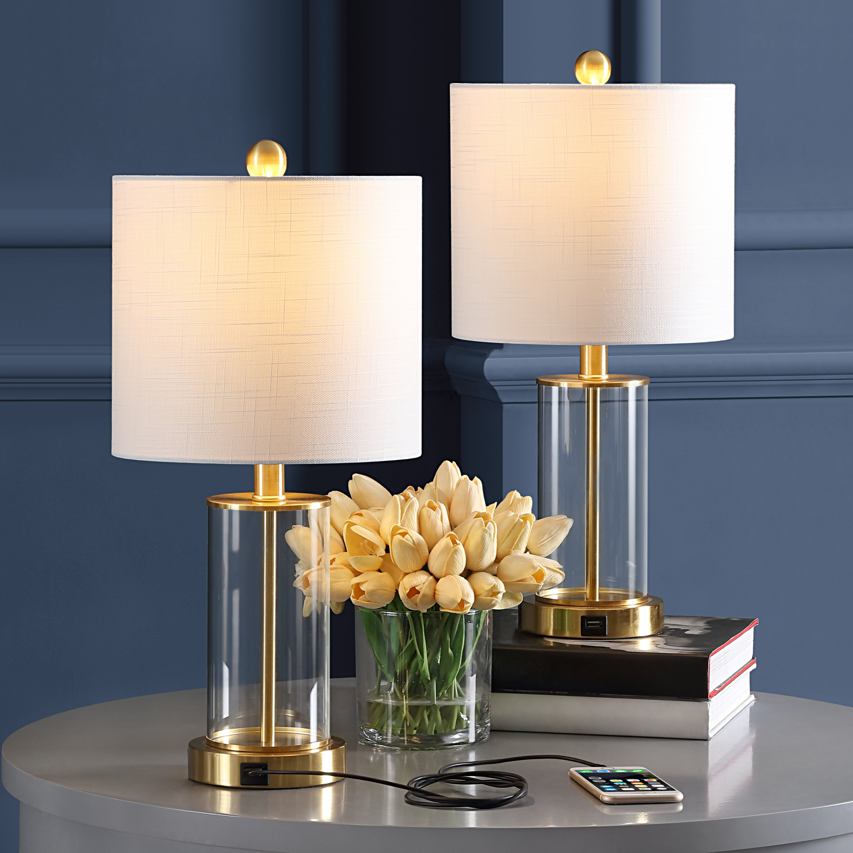 Mercer41 Serkan 21" Table Lamp Set with USB & Reviews | Wayfair