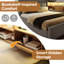 L-shaped Sofa Bed With Led & Charging Ports - Pull-out Trundle, Usb-c, 60k Colors, Linen Finish-1260901053