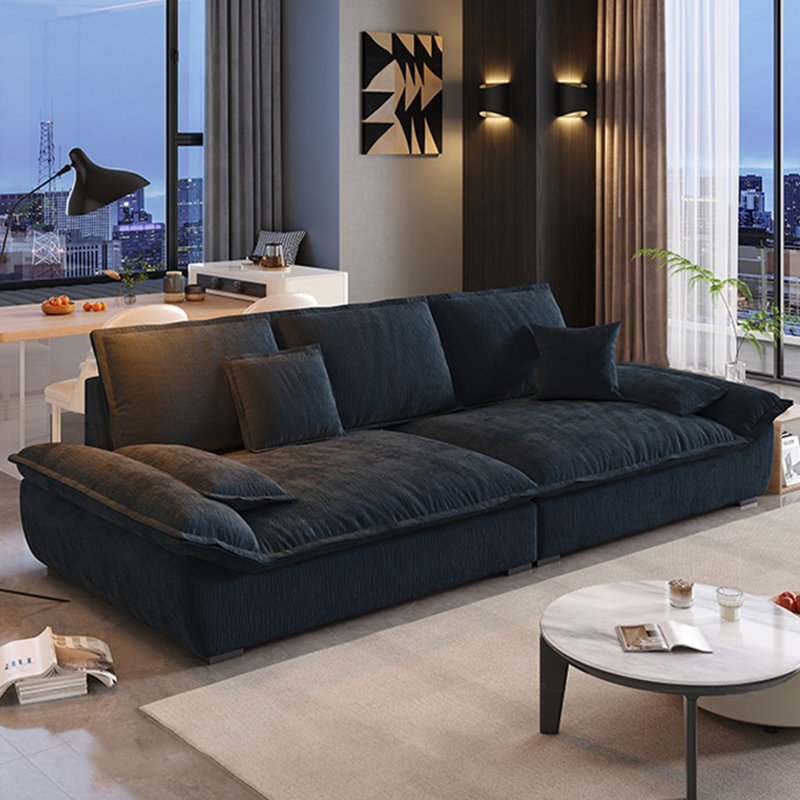 Canapé modulaire en chenille noire, H 35,83 po x l 110,24 po x P 37,4 po