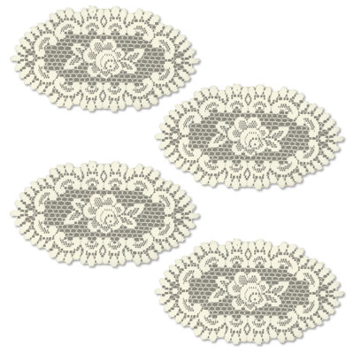 Fausto Polyester Floral Oval Doily